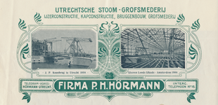 716262 Briefhoofd van een brief van de Firma P.H. Hörmann, Utrechtsche Stoom-Grofsmederij, IJzerconstructie, ...
